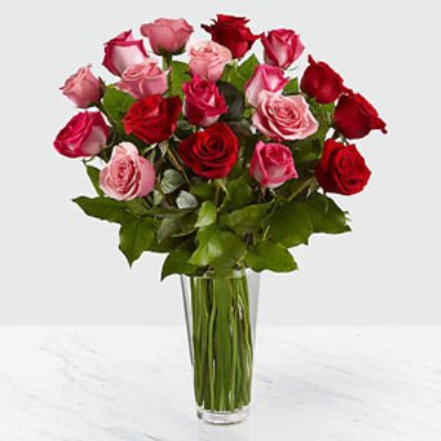 Basking Ridge Florist | 18 Red & Pink Roses