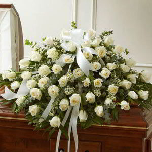 Randolph Florist | White Rose Casket